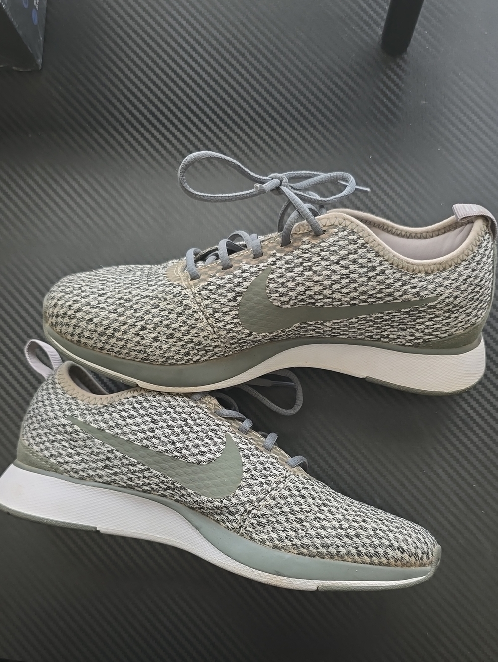 Nike Light Gray and Sage Knit Running Shoes